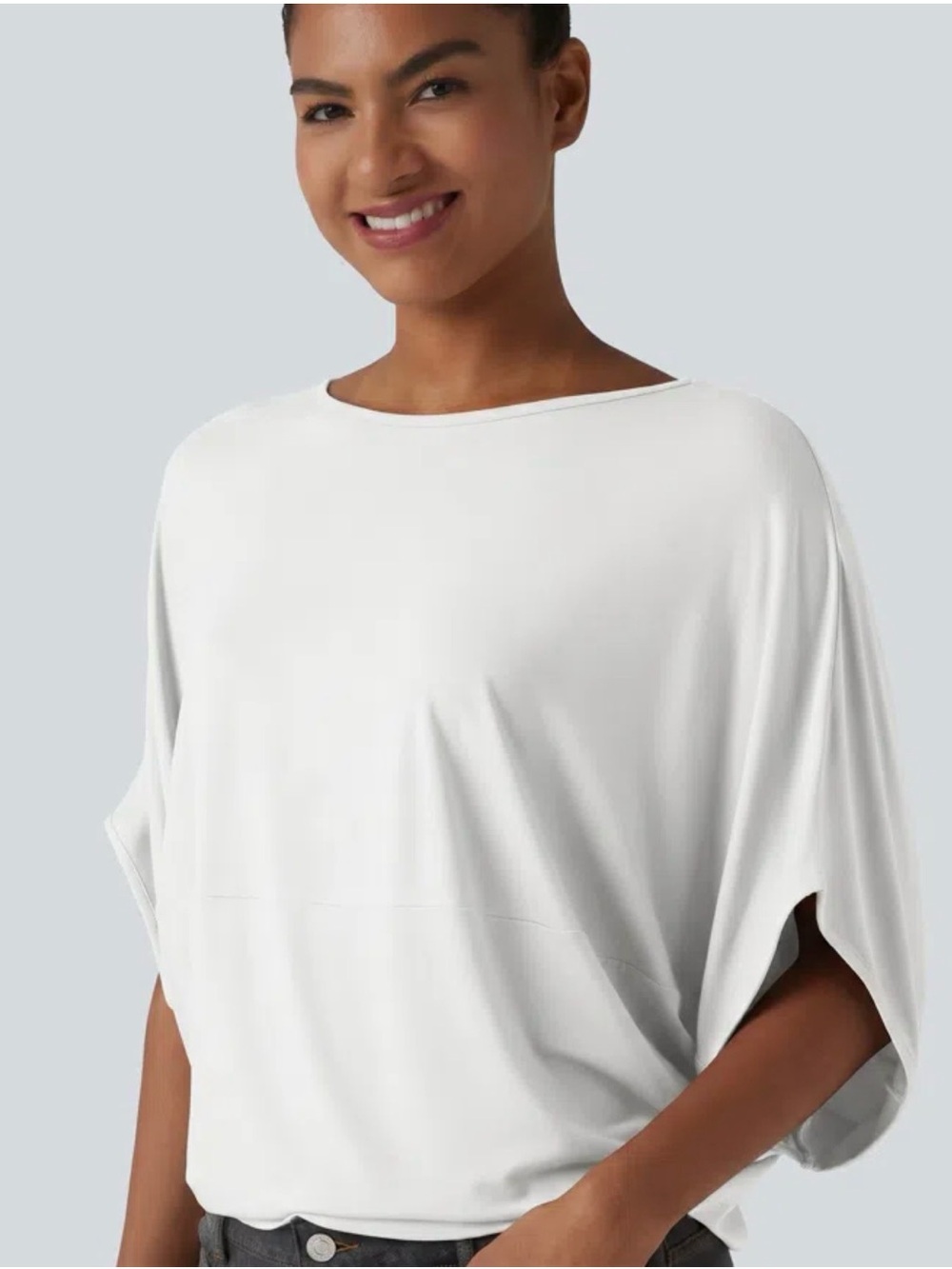 NWT HALARA Women's White Boatneck Dolman Sleeve Top